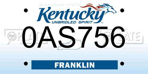 0AS756 Kentucky License Plate