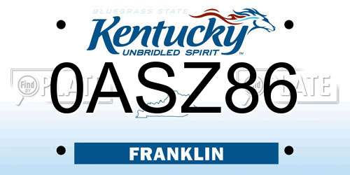0ASZ86 Kentucky License Plate