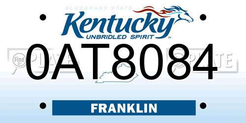 0AT8084 Kentucky License Plate