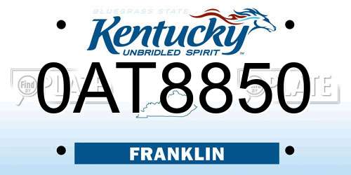 0AT8850 Kentucky License Plate