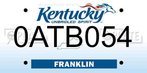 0ATB054 Kentucky License Plate