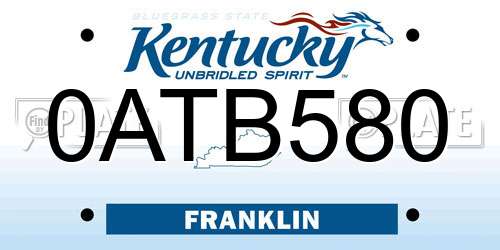 0ATB580 Kentucky License Plate
