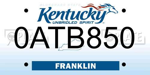 0ATB850 Kentucky License Plate