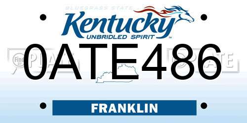 0ATE486 Kentucky License Plate