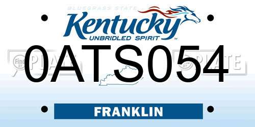 0ATS054 Kentucky License Plate