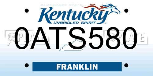 0ATS580 Kentucky License Plate