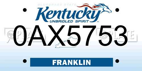 0AX5753 Kentucky License Plate