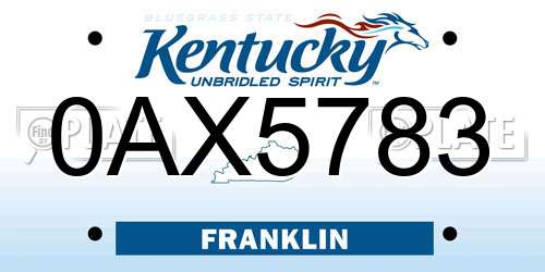 0AX5783 Kentucky License Plate
