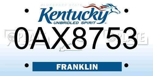 0AX8753 Kentucky License Plate