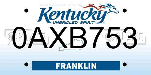 0AXB753 Kentucky License Plate