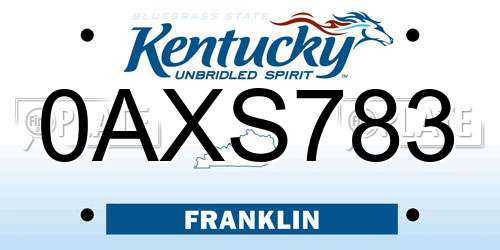 0AXS783 Kentucky License Plate