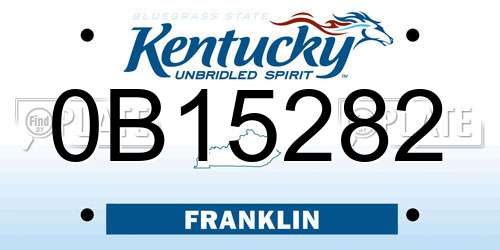 0B15282 Kentucky License Plate