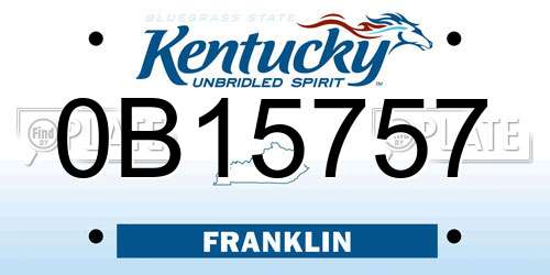 0B15757 Kentucky License Plate
