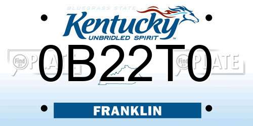 0B22T0 Kentucky License Plate