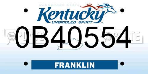 0B40554 Kentucky License Plate