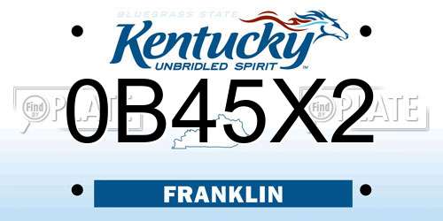 0B45X2 Kentucky License Plate