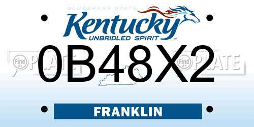 0B48X2 Kentucky License Plate