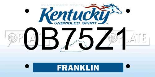0B75Z1 Kentucky License Plate
