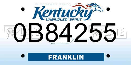 0B84255 Kentucky License Plate