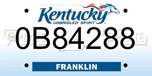 0B84288 Kentucky License Plate
