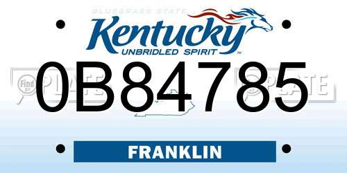 0B84785 Kentucky License Plate