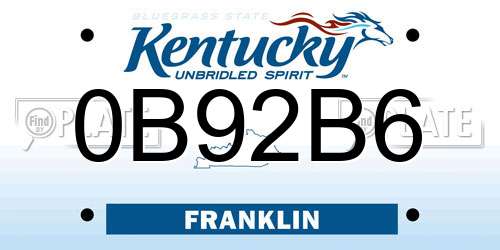 0B92B6 Kentucky License Plate
