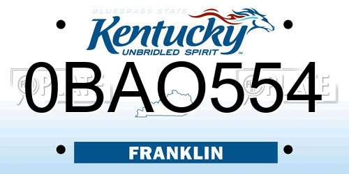 0BAO554 Kentucky License Plate