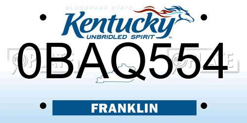 0BAQ554 Kentucky License Plate
