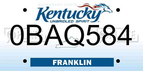 0BAQ584 Kentucky License Plate