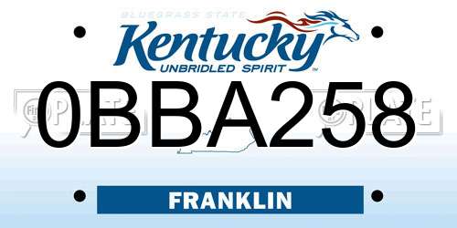 0BBA258 Kentucky License Plate