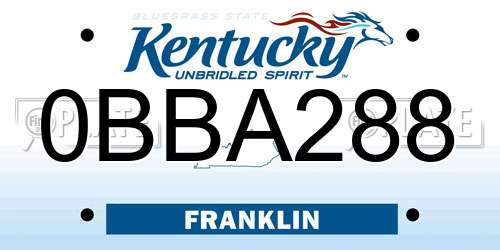 0BBA288 Kentucky License Plate
