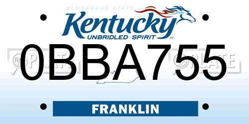 0BBA755 Kentucky License Plate
