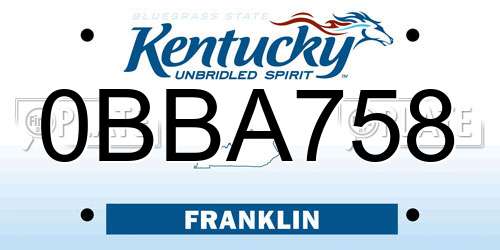 0BBA758 Kentucky License Plate
