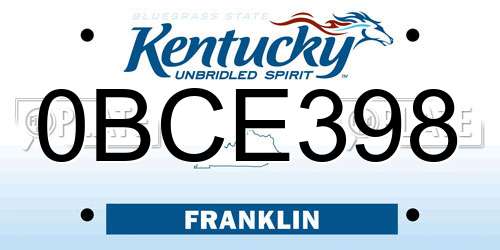 0BCE398 Kentucky License Plate