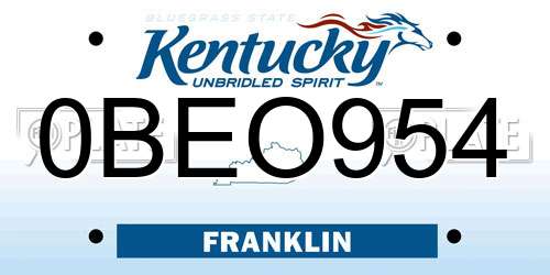 0BEO954 Kentucky License Plate