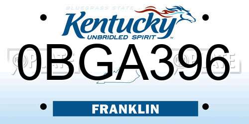 0BGA396 Kentucky License Plate