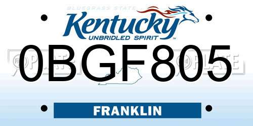 0BGF805 Kentucky License Plate