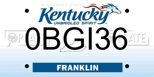 0BGI36 Kentucky License Plate