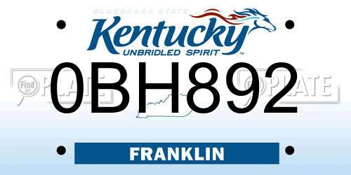 0BH892 Kentucky License Plate