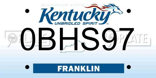 0BHS97 Kentucky License Plate