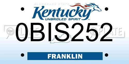 0BIS252 Kentucky License Plate