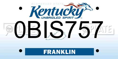 0BIS757 Kentucky License Plate