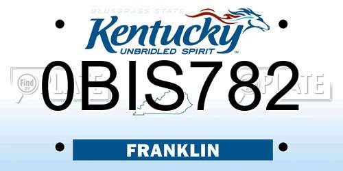 0BIS782 Kentucky License Plate