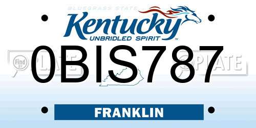 0BIS787 Kentucky License Plate