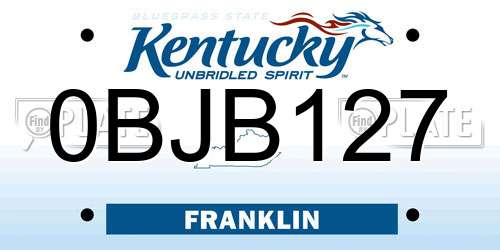 0BJB127 Kentucky License Plate
