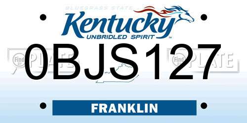 0BJS127 Kentucky License Plate