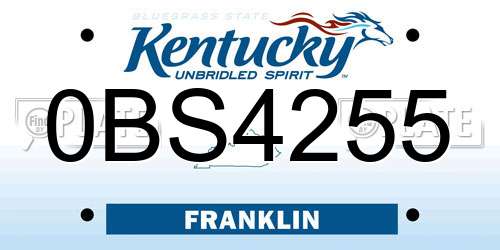 0BS4255 Kentucky License Plate