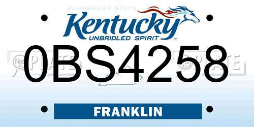 0BS4258 Kentucky License Plate