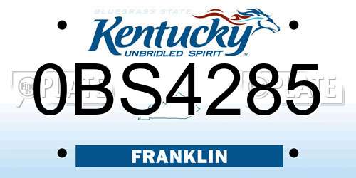 0BS4285 Kentucky License Plate