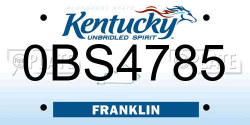 0BS4785 Kentucky License Plate